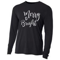 Merry And Bright Christmas & Teachers Holiday Xmas Long Sleeve Cooling Performance Long Sleeve Crew