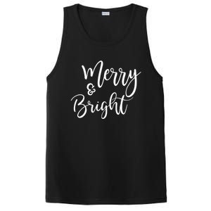 Merry And Bright Christmas & Teachers Holiday Xmas Long Sleeve PosiCharge Competitor Tank