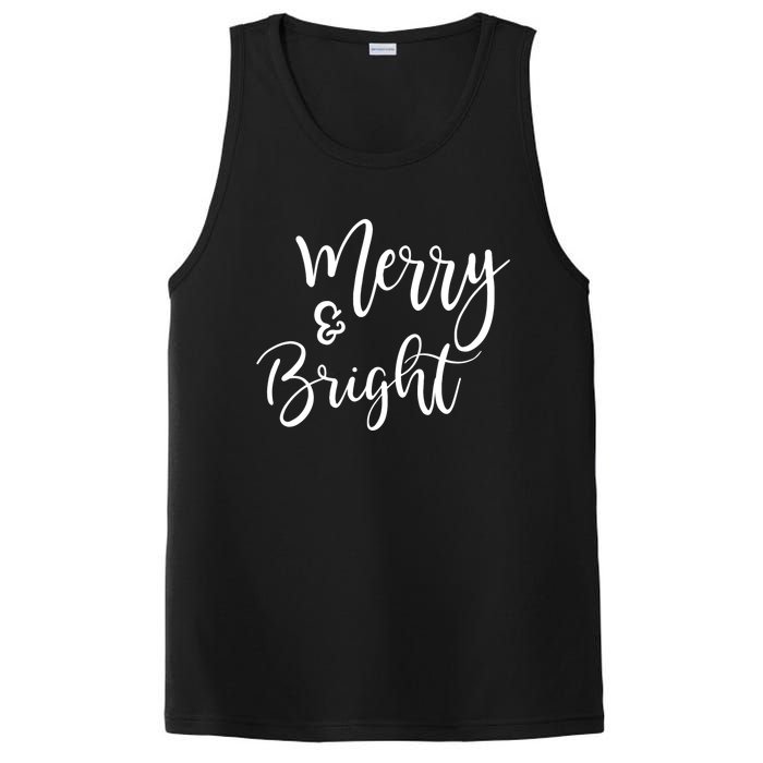 Merry And Bright Christmas & Teachers Holiday Xmas Long Sleeve PosiCharge Competitor Tank