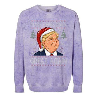 Make A Christmas Great Again Funny Xmas Trump Santa Pajamas Colorblast Crewneck Sweatshirt