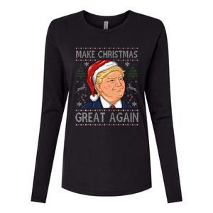 Make A Christmas Great Again Funny Xmas Trump Santa Pajamas Womens Cotton Relaxed Long Sleeve T-Shirt