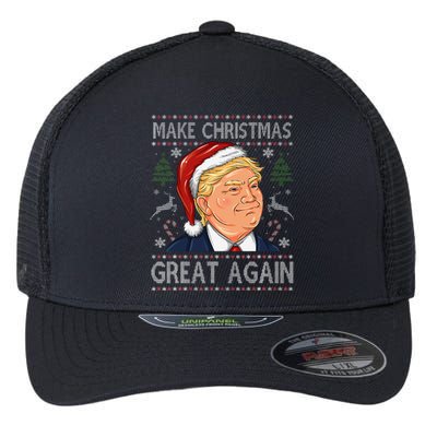 Make A Christmas Great Again Funny Xmas Trump Santa Pajamas Flexfit Unipanel Trucker Cap