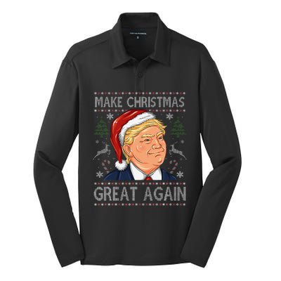 Make A Christmas Great Again Funny Xmas Trump Santa Pajamas Silk Touch Performance Long Sleeve Polo