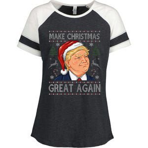 Make A Christmas Great Again Funny Xmas Trump Santa Pajamas Enza Ladies Jersey Colorblock Tee