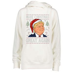 Make A Christmas Great Again Funny Xmas Trump Santa Pajamas Womens Funnel Neck Pullover Hood