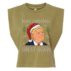 Make A Christmas Great Again Funny Xmas Trump Santa Pajamas Garment-Dyed Women's Muscle Tee