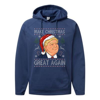 Make A Christmas Great Again Funny Xmas Trump Santa Pajamas Performance Fleece Hoodie