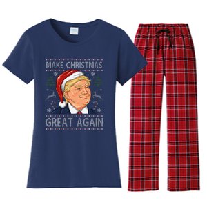 Make A Christmas Great Again Funny Xmas Trump Santa Pajamas Women's Flannel Pajama Set