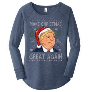 Make A Christmas Great Again Funny Xmas Trump Santa Pajamas Women's Perfect Tri Tunic Long Sleeve Shirt