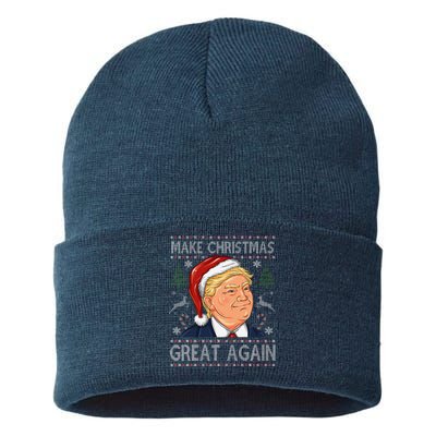 Make A Christmas Great Again Funny Xmas Trump Santa Pajamas Sustainable Knit Beanie