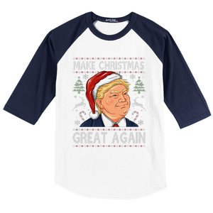 Make A Christmas Great Again Funny Xmas Trump Santa Pajamas Baseball Sleeve Shirt