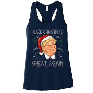 Make A Christmas Great Again Funny Xmas Trump Santa Pajamas Women's Racerback Tank