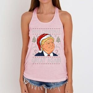 Make A Christmas Great Again Funny Xmas Trump Santa Pajamas Women's Knotted Racerback Tank