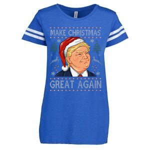 Make A Christmas Great Again Funny Xmas Trump Santa Pajamas Enza Ladies Jersey Football T-Shirt