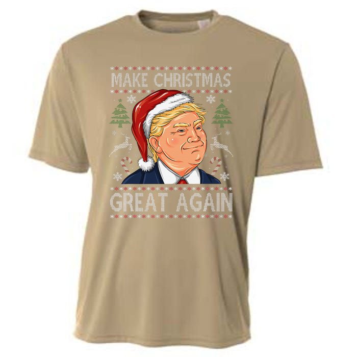 Make A Christmas Great Again Funny Xmas Trump Santa Pajamas Cooling Performance Crew T-Shirt