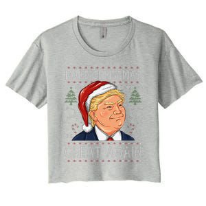 Make A Christmas Great Again Funny Xmas Trump Santa Pajamas Women's Crop Top Tee