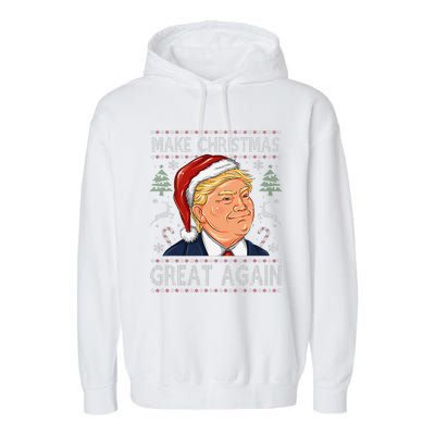 Make A Christmas Great Again Funny Xmas Trump Santa Pajamas Garment-Dyed Fleece Hoodie