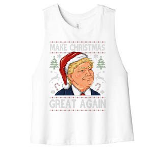 Make A Christmas Great Again Funny Xmas Trump Santa Pajamas Women's Racerback Cropped Tank