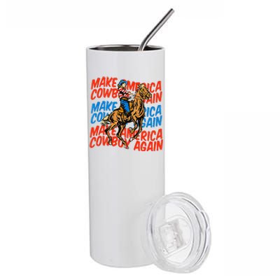 Make America Cowgirl Cowboy Again Western 4th Of July Stainless Steel Tumbler