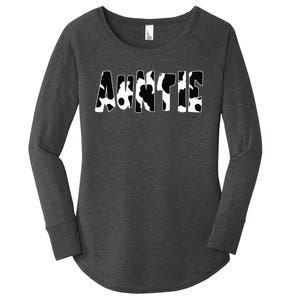 Moo Auntie Cute Cow Bow Happy Mother's Day Women's Perfect Tri Tunic Long Sleeve Shirt