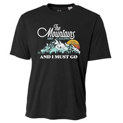 Mountains Are Calling & I Must Go Retro 80s Vibe Graphic TShirt Cooling Performance Crew T-Shirt