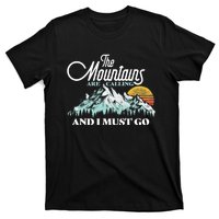 Mountains Are Calling & I Must Go Retro 80s Vibe Graphic TShirt T-Shirt