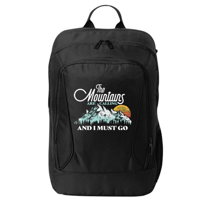 Mountains Are Calling & I Must Go Retro 80s Vibe Graphic TShirt City Backpack