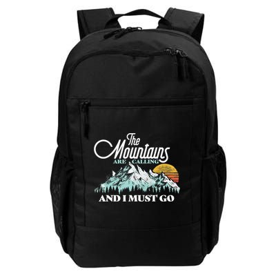 Mountains Are Calling & I Must Go Retro 80s Vibe Graphic TShirt Daily Commute Backpack