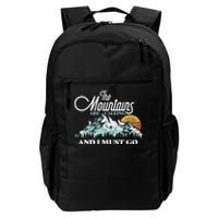 Mountains Are Calling & I Must Go Retro 80s Vibe Graphic TShirt Daily Commute Backpack