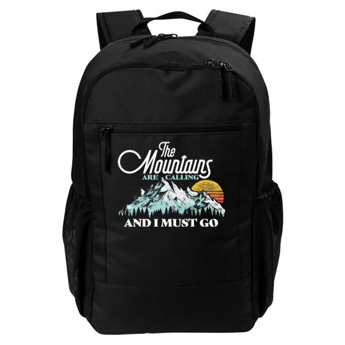 Mountains Are Calling & I Must Go Retro 80s Vibe Graphic TShirt Daily Commute Backpack