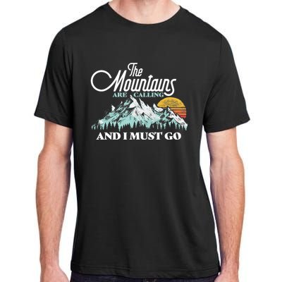 Mountains Are Calling & I Must Go Retro 80s Vibe Graphic TShirt Adult ChromaSoft Performance T-Shirt