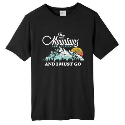 Mountains Are Calling & I Must Go Retro 80s Vibe Graphic TShirt Tall Fusion ChromaSoft Performance T-Shirt