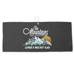 Mountains Are Calling & I Must Go Retro 80s Vibe Graphic TShirt Large Microfiber Waffle Golf Towel