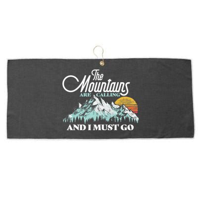 Mountains Are Calling & I Must Go Retro 80s Vibe Graphic TShirt Large Microfiber Waffle Golf Towel