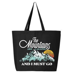 Mountains Are Calling & I Must Go Retro 80s Vibe Graphic TShirt 25L Jumbo Tote