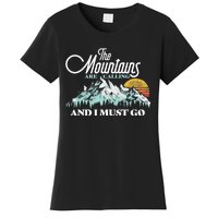 Mountains Are Calling & I Must Go Retro 80s Vibe Graphic TShirt Women's T-Shirt