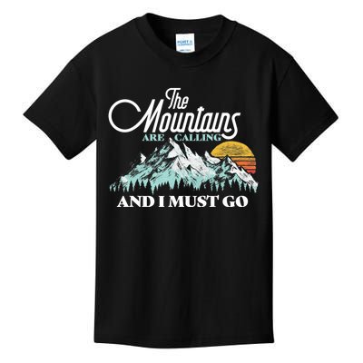 Mountains Are Calling & I Must Go Retro 80s Vibe Graphic TShirt Kids T-Shirt