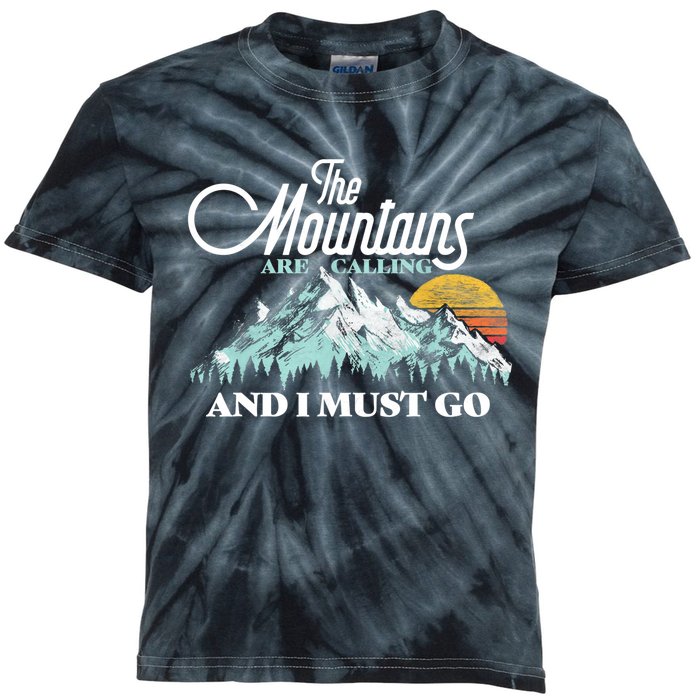 Mountains Are Calling & I Must Go Retro 80s Vibe Graphic TShirt Kids Tie-Dye T-Shirt