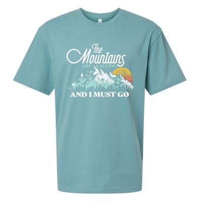 Mountains Are Calling & I Must Go Retro 80s Vibe Graphic TShirt Sueded Cloud Jersey T-Shirt