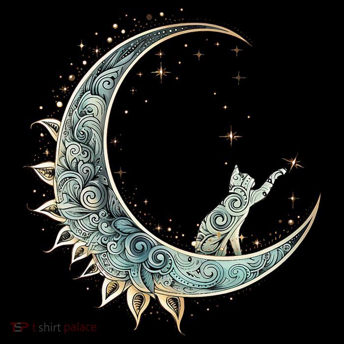 Mystical Aesthetic Cat Sitting On Crescent Moon Lunar Cat Impact Tech Backpack