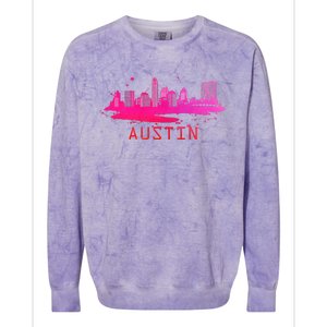 Modern Austin Cityscape Souvenir Austin Texas Skyline Colorblast Crewneck Sweatshirt