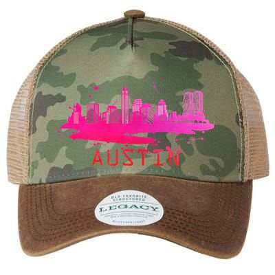 Modern Austin Cityscape Souvenir Austin Texas Skyline Legacy Tie Dye Trucker Hat