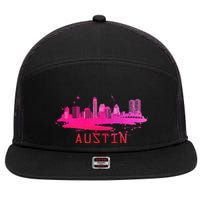 Modern Austin Cityscape Souvenir Austin Texas Skyline 7 Panel Mesh Trucker Snapback Hat