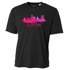 Modern Austin Cityscape Souvenir Austin Texas Skyline Cooling Performance Crew T-Shirt