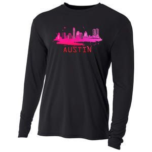 Modern Austin Cityscape Souvenir Austin Texas Skyline Cooling Performance Long Sleeve Crew