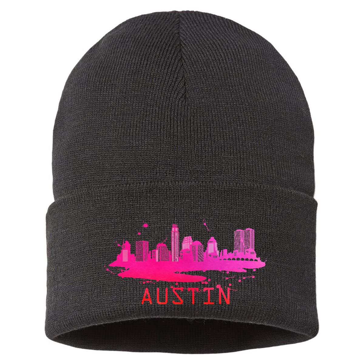 Modern Austin Cityscape Souvenir Austin Texas Skyline Sustainable Knit Beanie