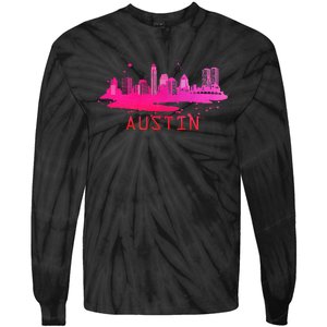 Modern Austin Cityscape Souvenir Austin Texas Skyline Tie-Dye Long Sleeve Shirt