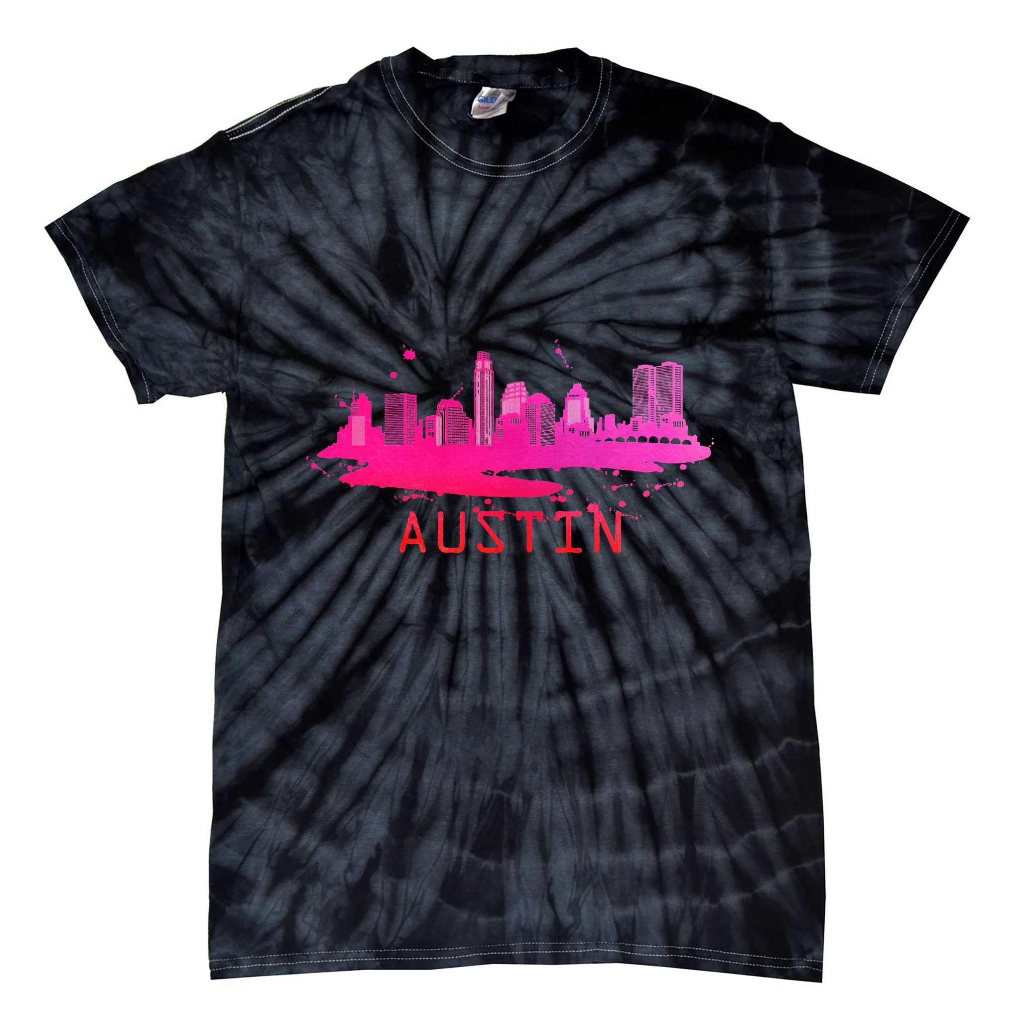 Modern Austin Cityscape Souvenir Austin Texas Skyline Tie-Dye T-Shirt
