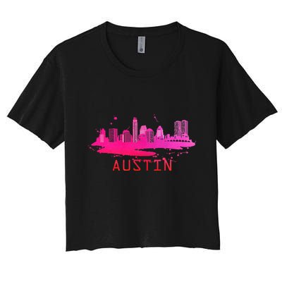 Modern Austin Cityscape Souvenir Austin Texas Skyline Crop Top