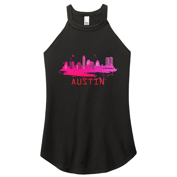Modern Austin Cityscape Souvenir Austin Texas Skyline Women's Perfect Tri Rocker Tank
